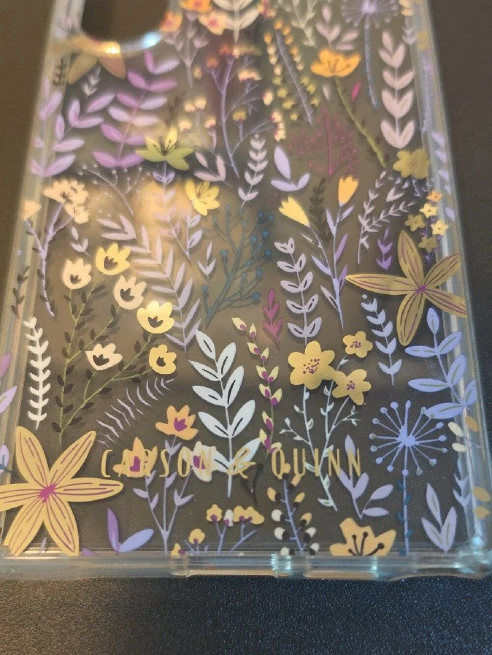 Clear Floral Phone Case with Yellow & Lavender Accents